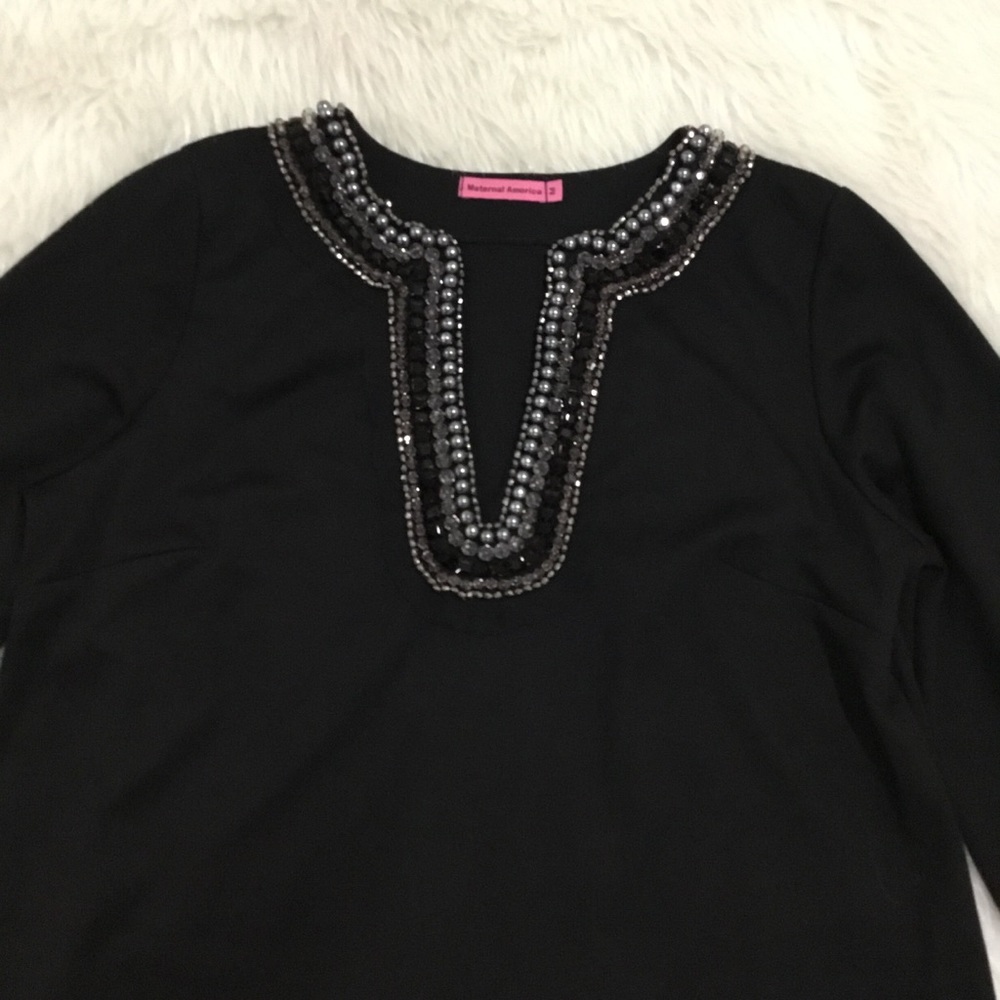 Maternal America women’s black beaded elegant embellished little black dress